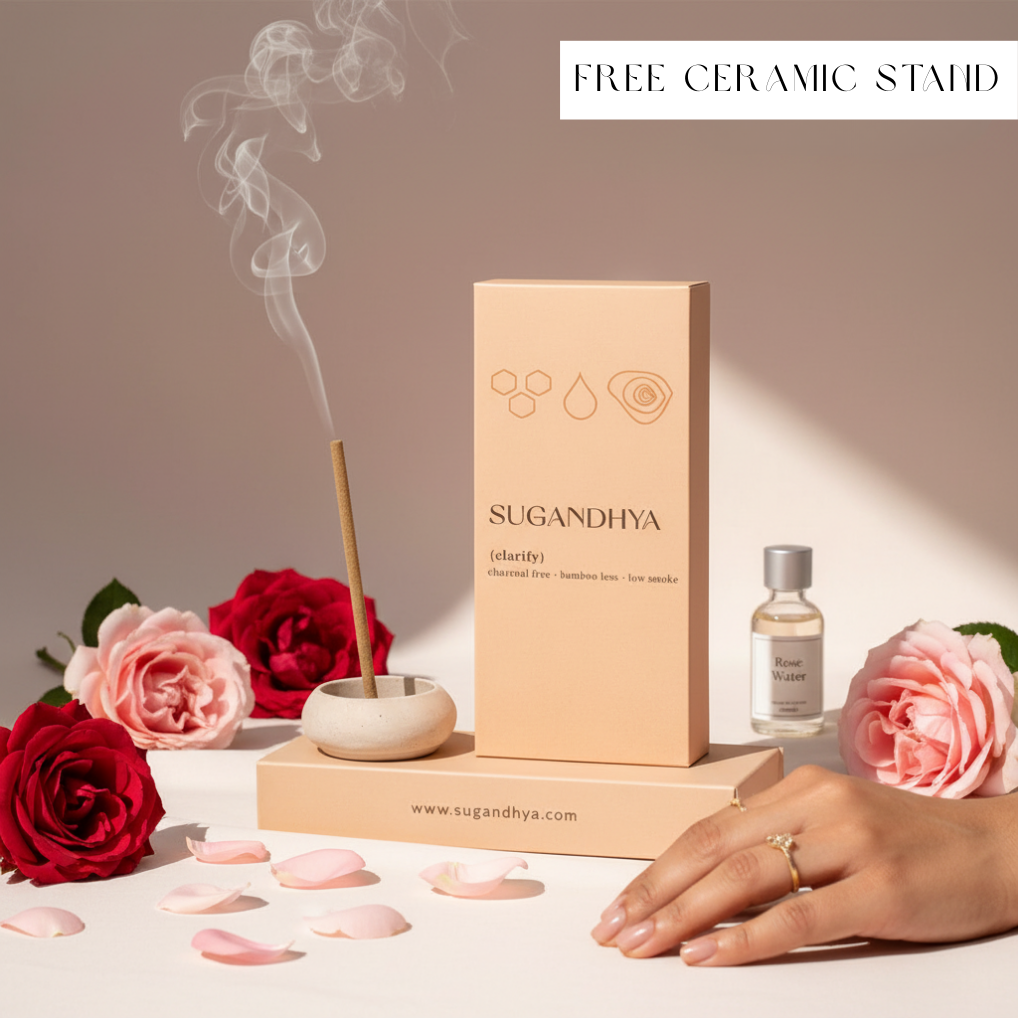 Rose incense sticks + Free ceramic Stand