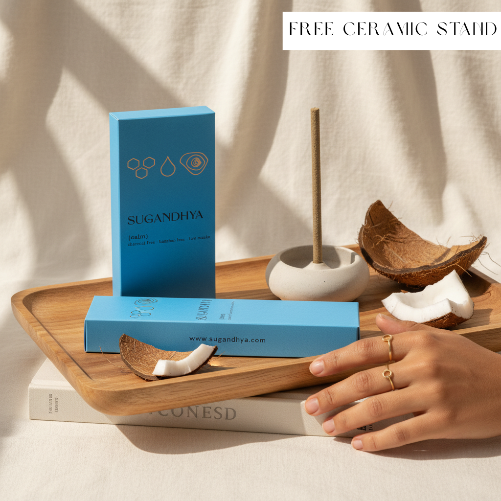Coconut Incense Sticks + Free ceramic Stand