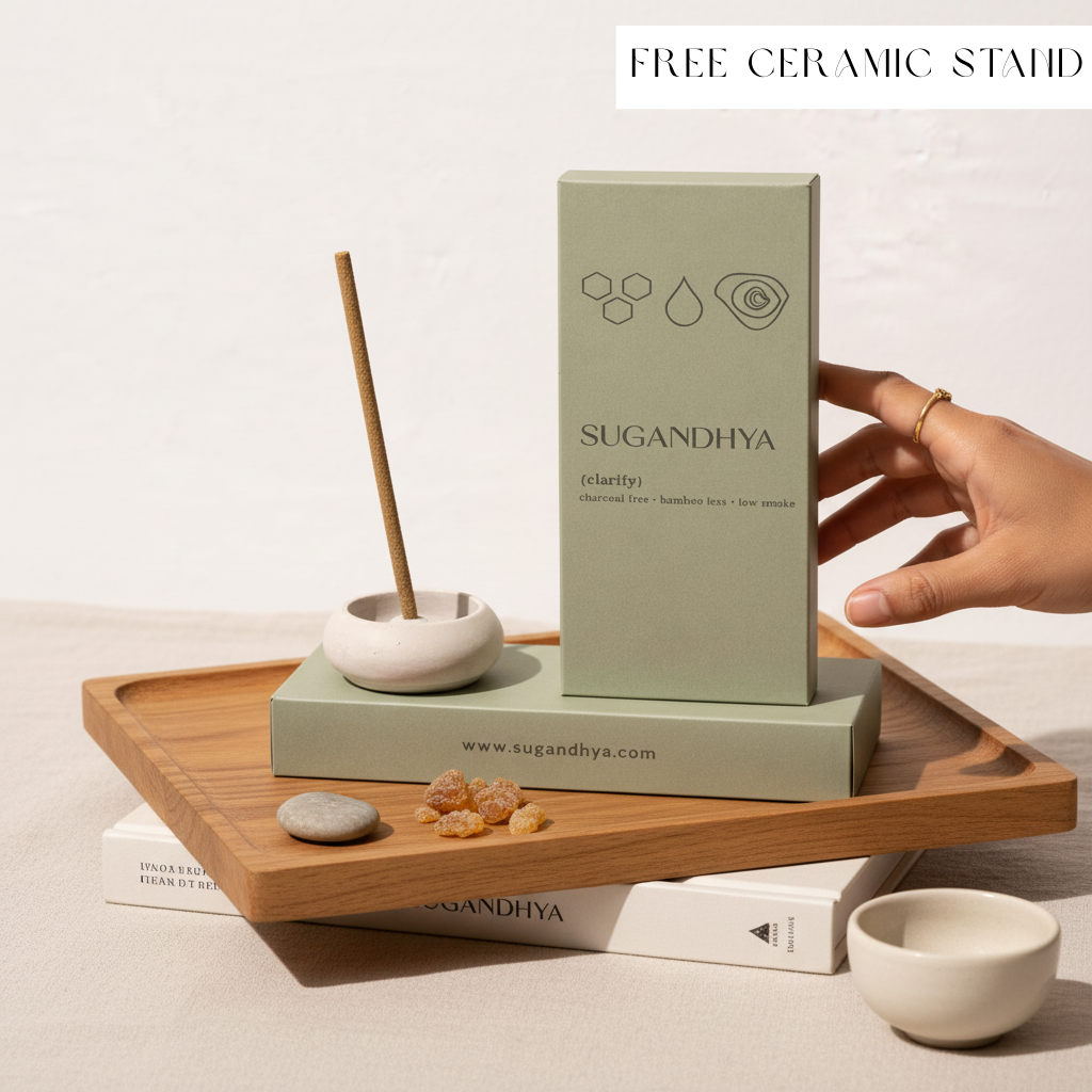 Ceramic Incense Holder – Minimal Square Stand – Sugandhya