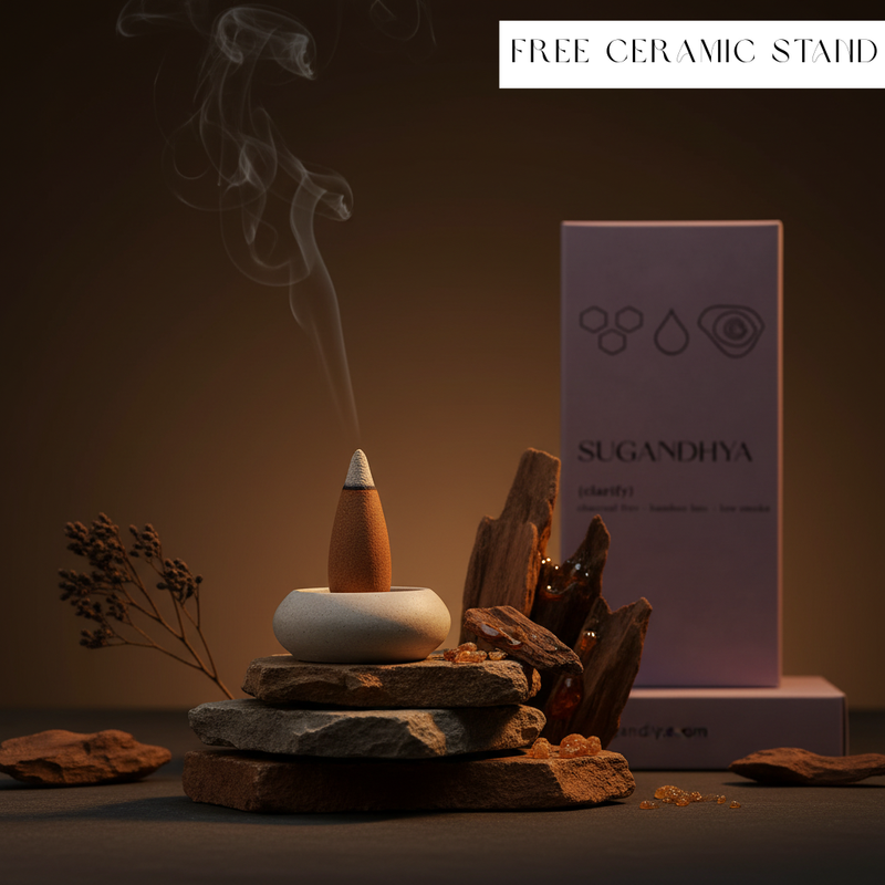 Oudh Incense Cones + Free ceramic Stand
