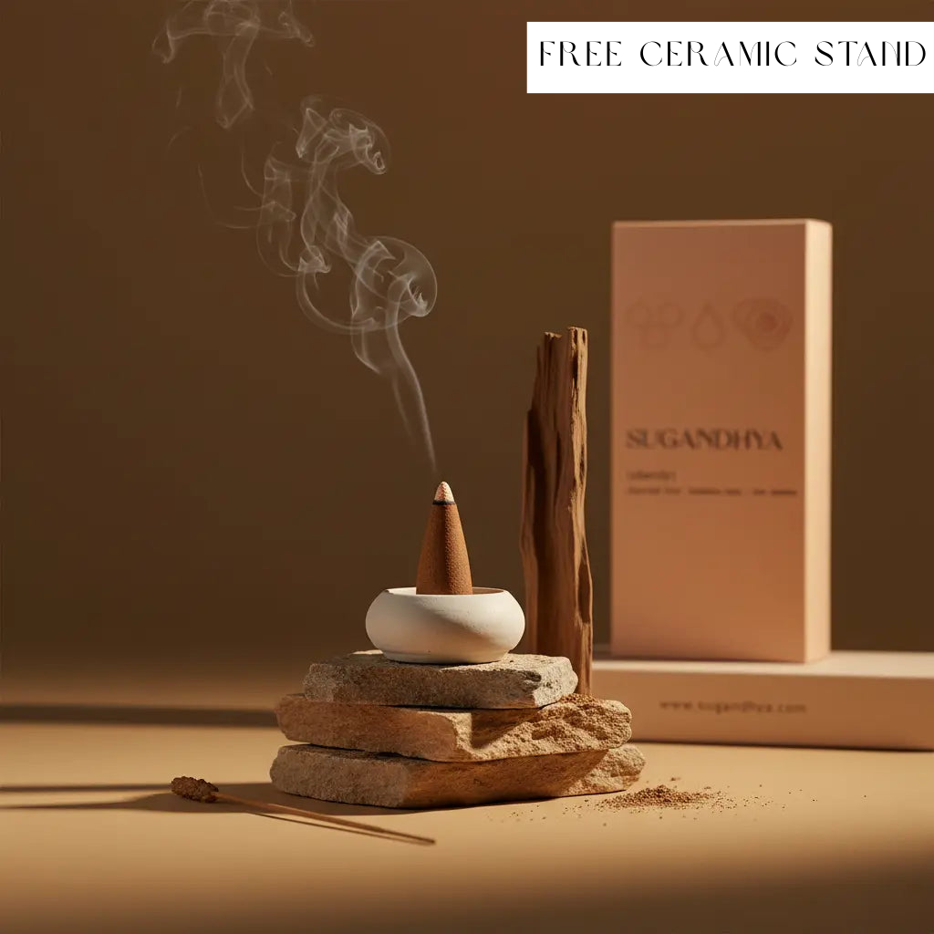 Sandalwood Incense Cones + Free ceramic Stand
