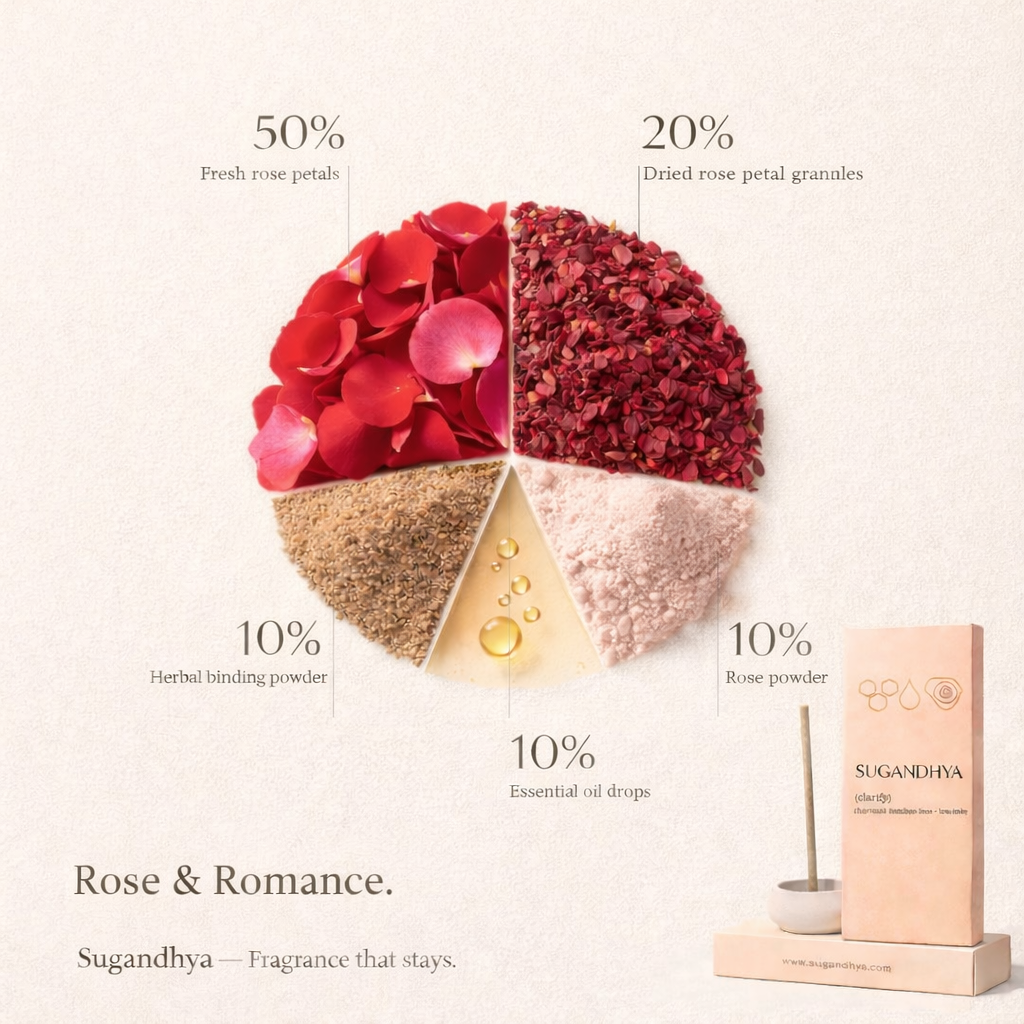 Rose incense sticks + Free ceramic Stand