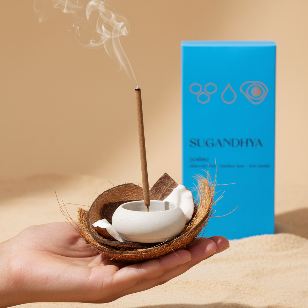 Coconut Incense Sticks + Free ceramic Stand