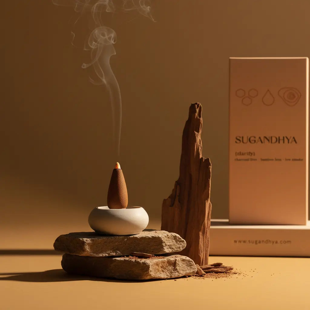 Sandalwood Incense Cones + Free ceramic Stand