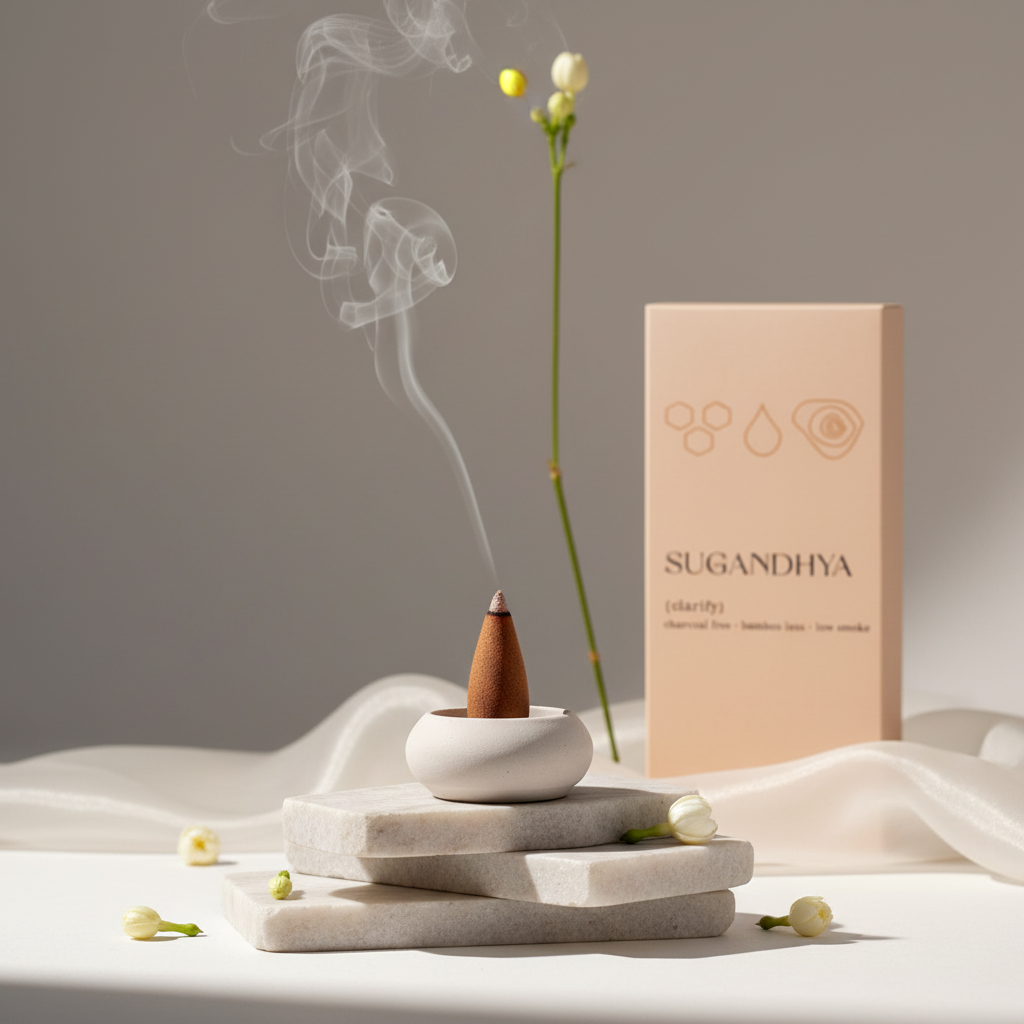 Mogra Incense Cones + Free ceramic Stand