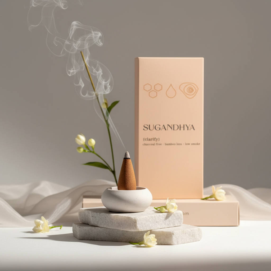 Mogra Incense Cones + Free ceramic Stand