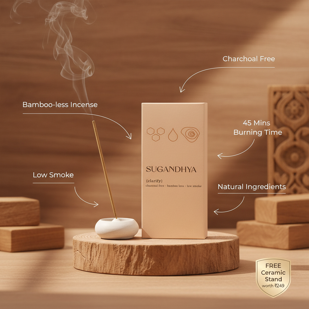 Sandalwood Incense Sticks + Free ceramic Stand