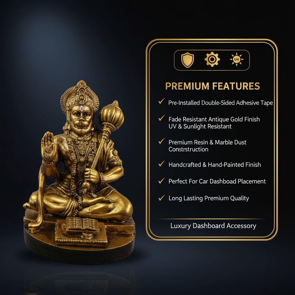 Lord Hanuman Sitting Idol for Car Dashboard